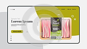 Plant based vegetarian bacon beyond meat in packaging organic natural vegan food concept horizontal copy space