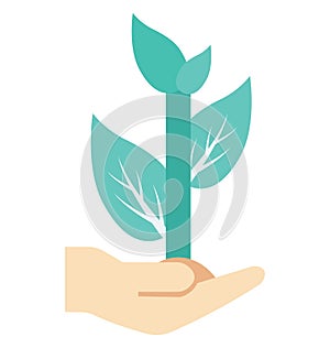 Plant Care, Hand Gesture Color Isolated Vector Icon