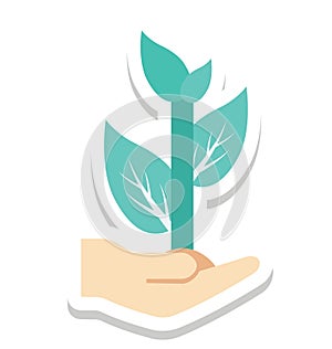 Plant Care, Hand Gesture Color Isolated Vector Icon