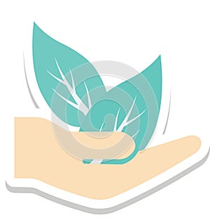 Plant Care, Hand Gesture Color Isolated Vector Icon