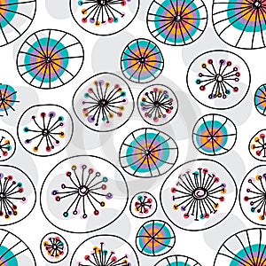 Plant circle curtain pastel seamless pattern