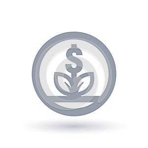 Plant with dollar symbol. Business growth icon.