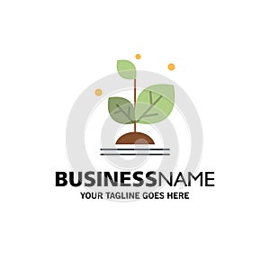 Plant, Grow, Growth, Success Business Logo Template. Flat Color