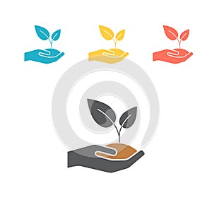 Plant, grower, herb, seedling, sapling on the hand thin icon. Vector illustration.