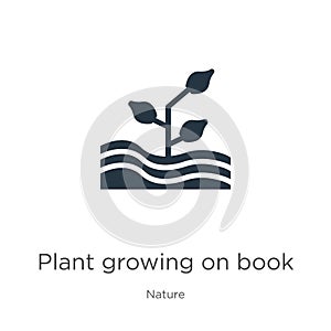 Plant growing on book icon vector. Trendy flat plant growing on book icon from nature collection isolated on white background.