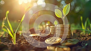 The Plant Growing from Coins.AI generated image