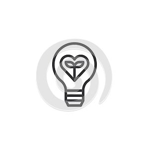 Plant growing inside the light bulb outline icon