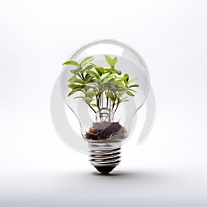 Plant Growing Inside Lightbulb. A Photo of Hope and Sustainability