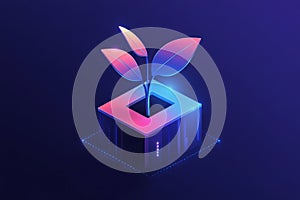 A plant is growing in a square container