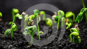 Plant Growth In Timelapse, Sprouts Germination From Seeds In Ground, Farming And Gardening At Spring Season