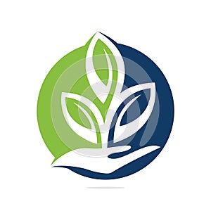 Plant in Hand Vector Logo Design.