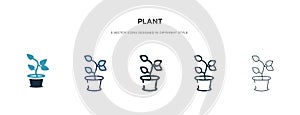 Plant icon in different style vector illustration. two colored and black plant vector icons designed in filled, outline, line and