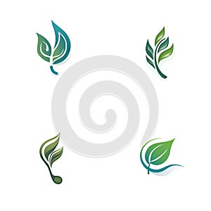 Plant leaves, wind spheres. Earth, environmental protection. Nature conservation concept. Beautiful abstract logo.