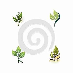 Plant leaves, wind spheres. Earth, environmental protection. Nature conservation concept. Beautiful abstract logo.