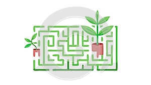 Plant maze, complex growth, problem solving in nature, vector design Generative AI