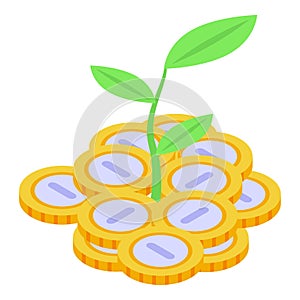 Plant money investments icon, isometric style