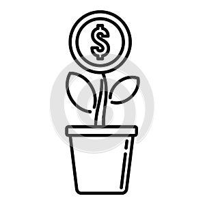 Plant money investor icon, outline style