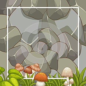 Plant and Mushroom and Stone Wall