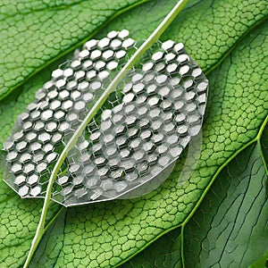 Plant nanobionics . Hexagonal Nano structures on surface of leaf. AI Generated Image photo