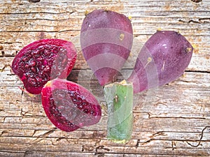 The fruits of Opuntia, prickley pears, in the garden photo