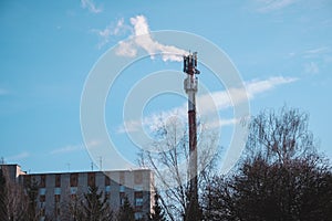 plant or petrochemical industry on sky sunset background, Factory with evening