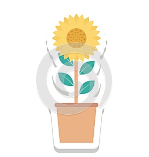 Plant, Pot Color Isolated Vector Icon editable