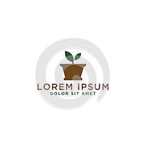 Plant pot logo design template