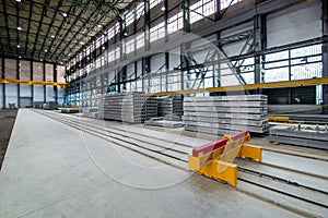 A plant for the production of hollow floor slabs.