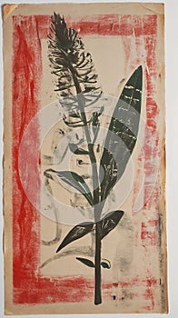 plant red background vellum greens princess botanical herbarium paper giant corn flower head