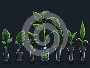 Plant\'s growth process as it responds to scientific experimentation. AI Generated