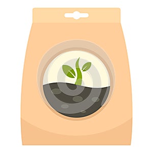 Plant seed pack icon, flat style