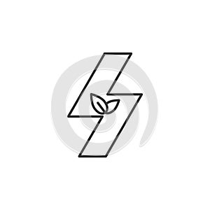 Plant in the sign of lightning icon. Simple outline vector of Sustainable Energy set icons for UI and UX, website or mobile