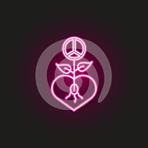 plant with sign of peace neon style icon. Simple thin line, outline vector of human rights icons for ui and ux, website or mobile