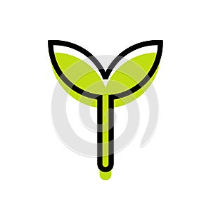 Plant sprout logo icon, little green plant symbol - Vector