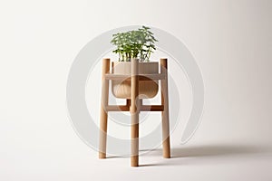 Plant Stand Scandinavian Style On White Background. Generative AI