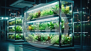 Plant vertical farms producing plant vegetables and salad