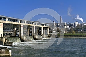 Plant and water works on and in the River Meuse
