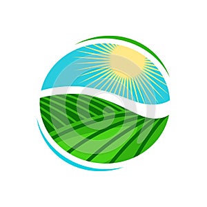 Plantation, agriculture logo or label. Vineyard, farming icon. Vector illustration photo