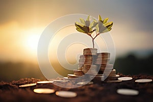 Plants coins. Generate Ai