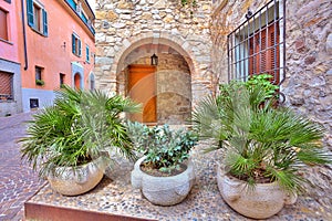 Plants in front of residential house in Sirmione.