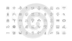 Plants ideas, linear icons, line signs set, vector collection