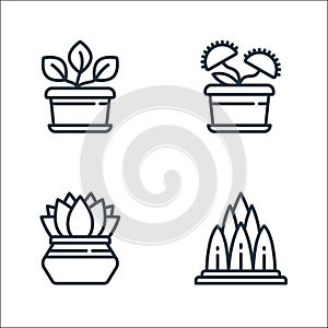 plants line icons. linear set. quality vector line set such as grass, plant, carnivorous plant