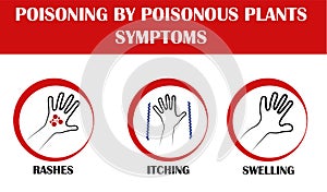 Plants poisoning symptoms, vector pictograms