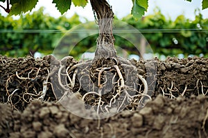 The plants roots are seen in the soil, anchoring it as a terrestrial plant