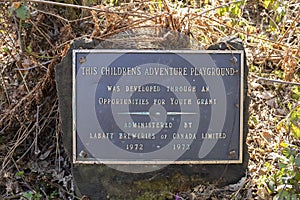 Plaque for the children`s adventure playground