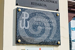 Plaque commemorating of Witold Pilecki