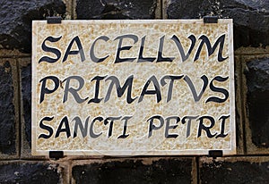 Plaque with an inscription Primacy of Peter