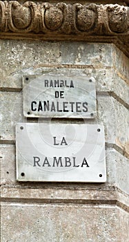 Plaque Sign Street La Rambla