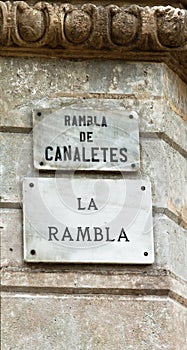 Plaque Sign Street La Rambla photo