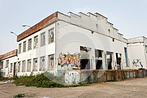 PLASENCIA, SPAIN - April 06, 2011: Dairy and cheese factory Lacteas del Oeste, abandoned and in ruins